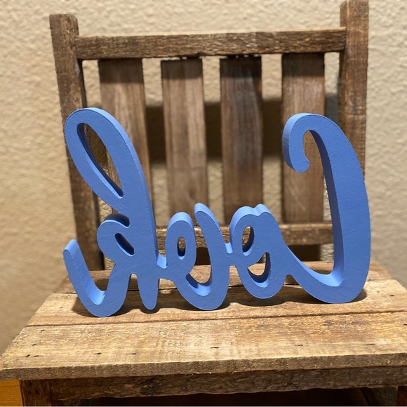 Cook Wood Sign, Blue Cursive "Cook” Wood Decor Sign, Farmhouse Kitchen Decor - Picture 2 of 8